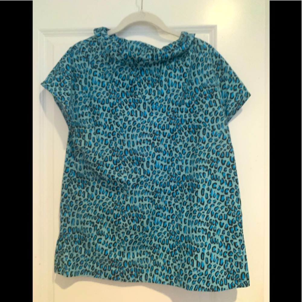 Sara Campbell Animal Print Shirt top blue MEDIUM